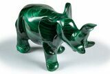 Polished Banded Malachite Elephant Carving - DR Congo #335568-1